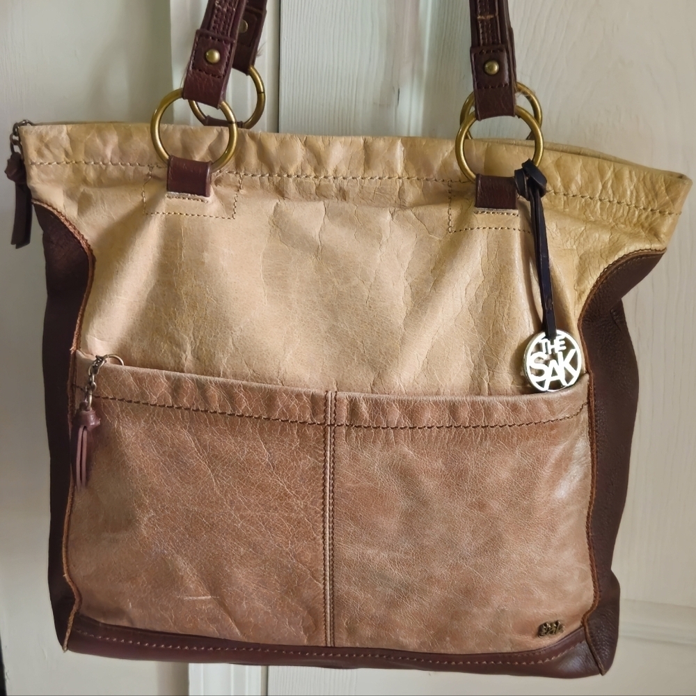 The Sak Iris Brown and Tan Leather Tote Bag - Picture 2 of 10